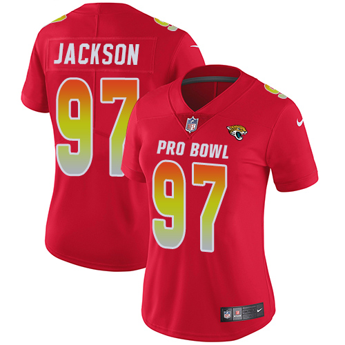Nike Jaguars #97 Malik Jackson Red Women's Stitched NFL Limited AFC 2018 Pro Bowl Jersey
